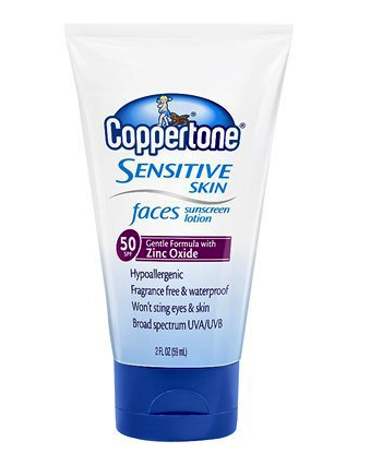 Coppertone sensitive skin faces sunblock