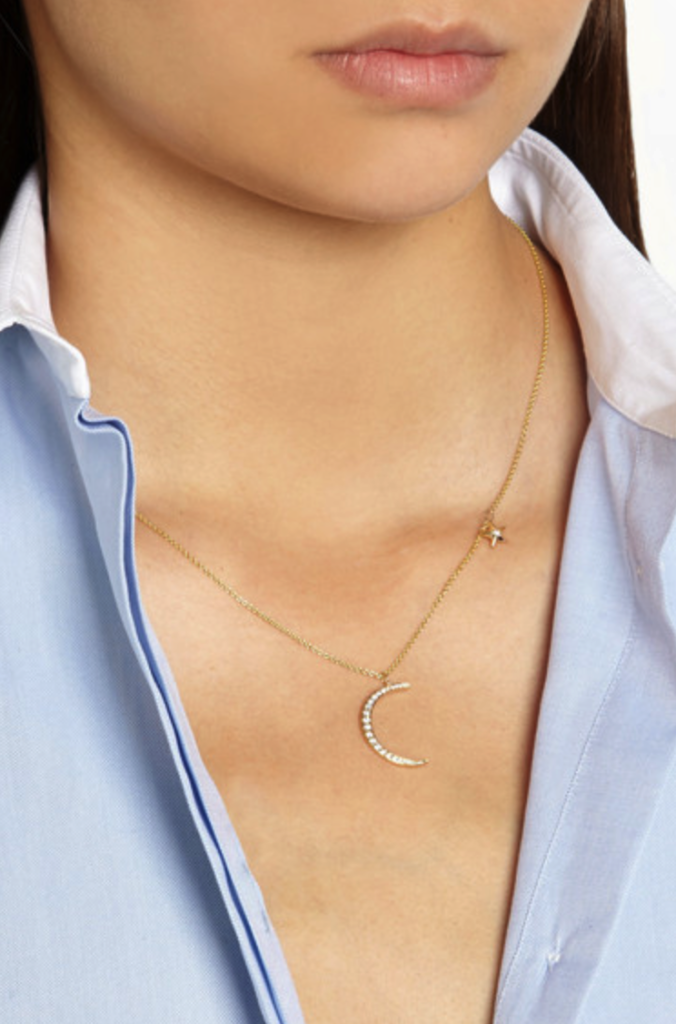 Anita Ko star and moon necklace 